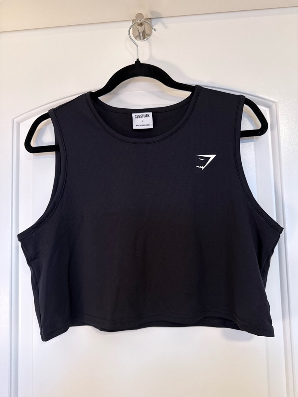 Gymshark Black Crop Top Size Large Athletic Gym Workout CrossFit Athleisure